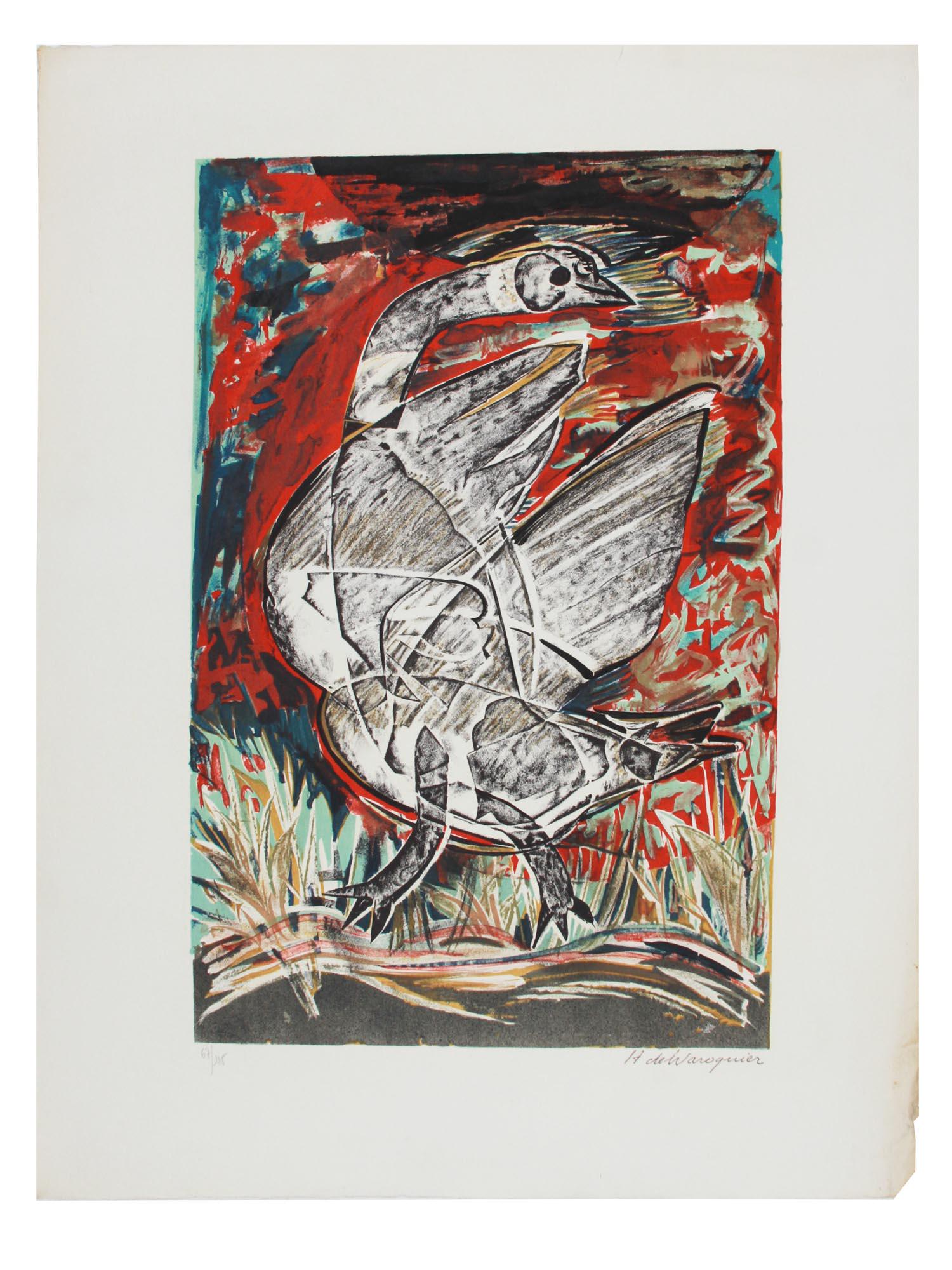 FRENCH ABSTRACT LITHOGRAPH BY HENRY DE WAROQUIER (1 of 4)