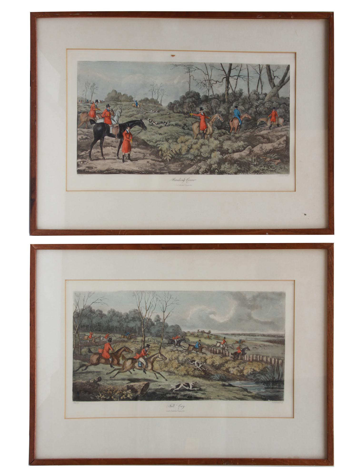 A PAIR OF ANTIQUE FOX HUNT ENGRAVINGS, 19TH C. (1 of 11)