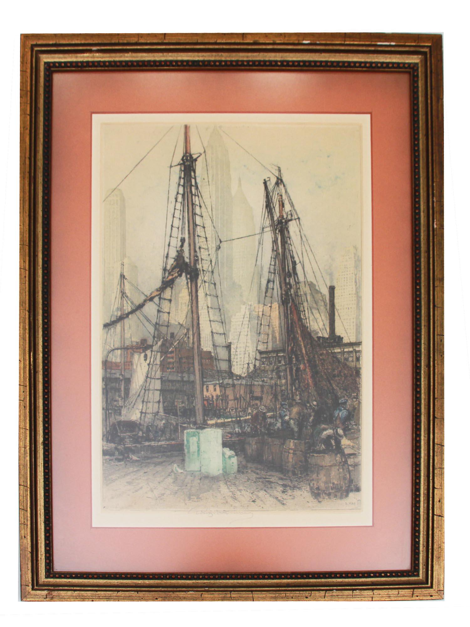 AUSTRIAN COLOR ETCHING NEW YORK BY LUIGI KASIMIR (1 of 6)