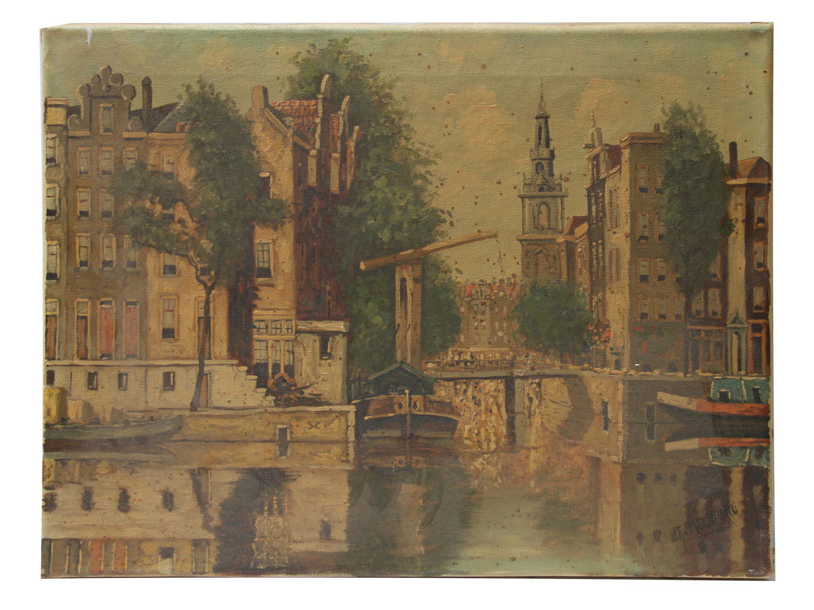 DUTCH OIL PAINTING VIEW SIGNED BY TH VAN MELSBURG (1 of 4)