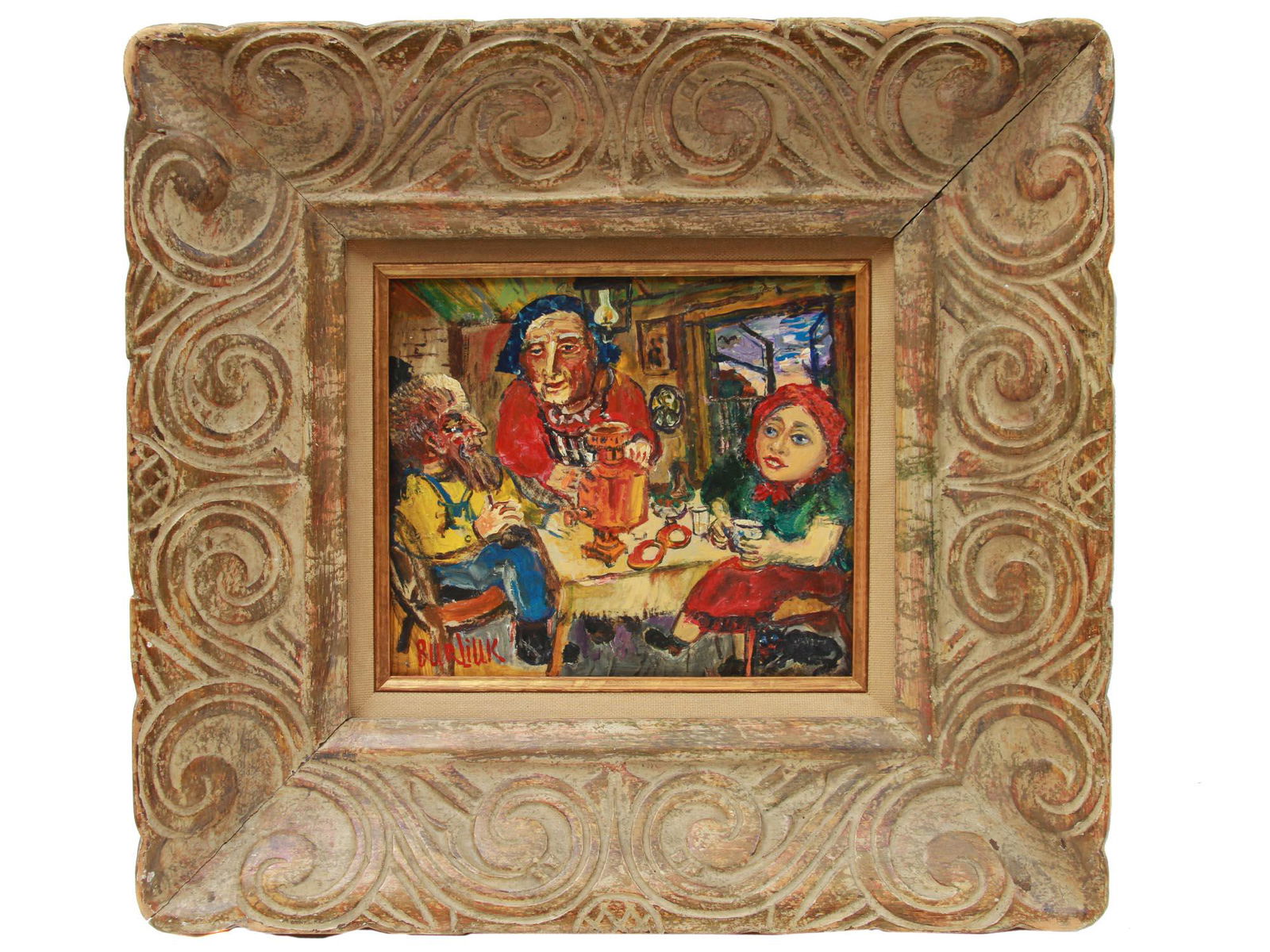 RUSSIAN OIL PAINTING TEA PARTY BY DAVID BURLIUK (1 of 6)