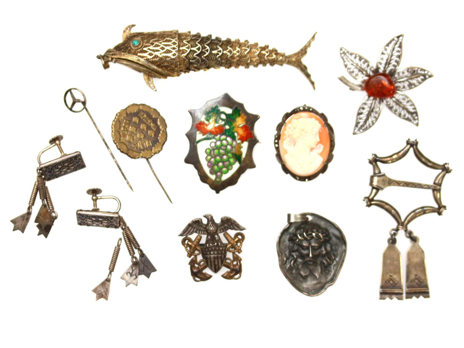 A LOT OF ASSORTED VINTAGE SILVER JEWELRY (1 of 20)