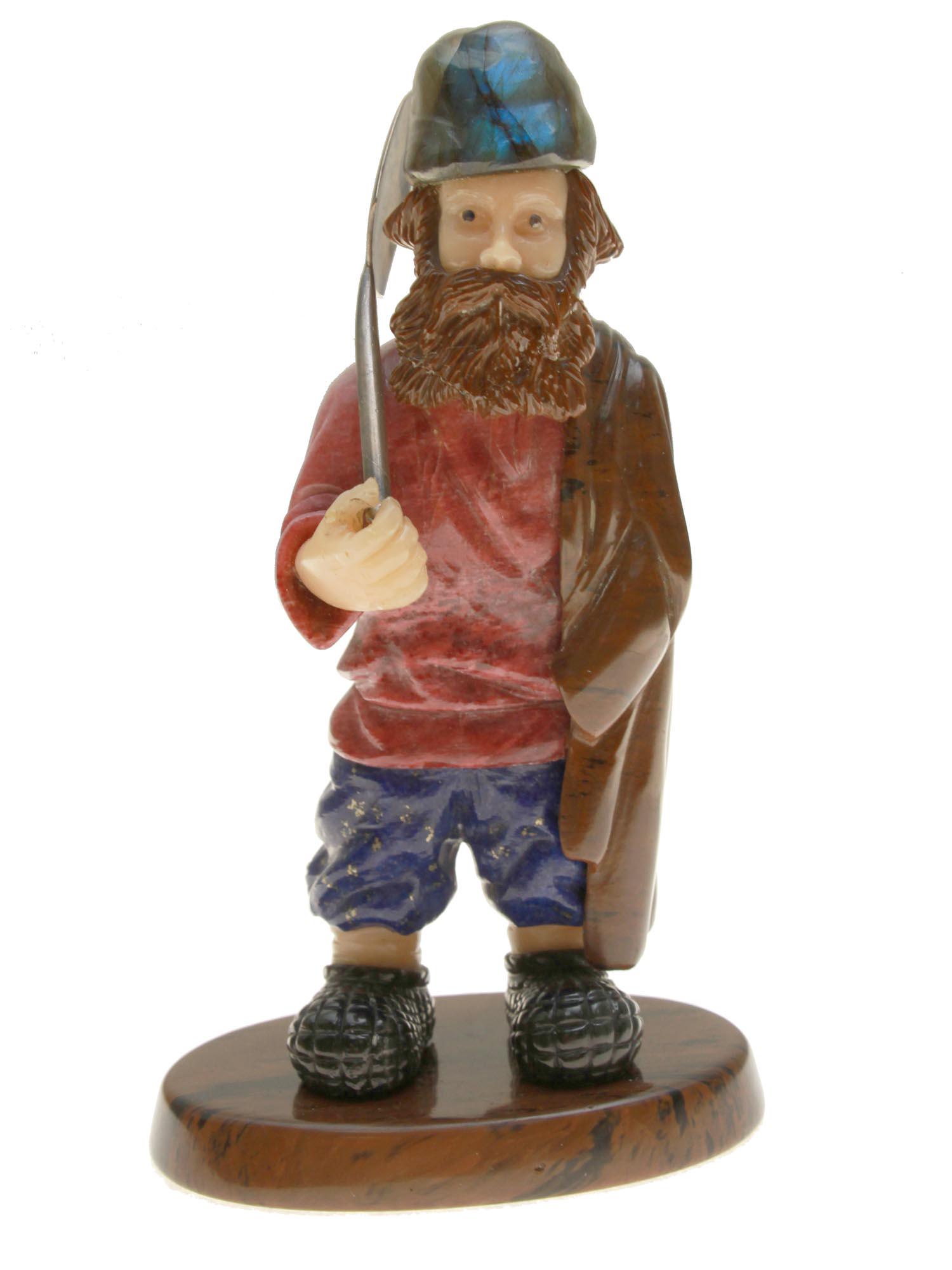 A RUSSIAN HARD STONE FIGURINE WITH SILVER SHOVEL (1 of 5)