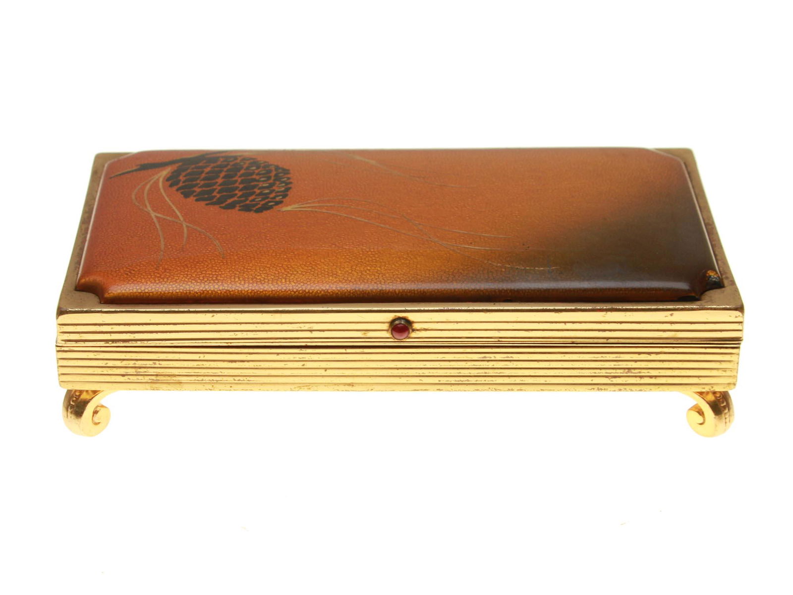 A VINTAGE FRENCH GILT & ENAMEL JEWELRY BOX (1 of 6)