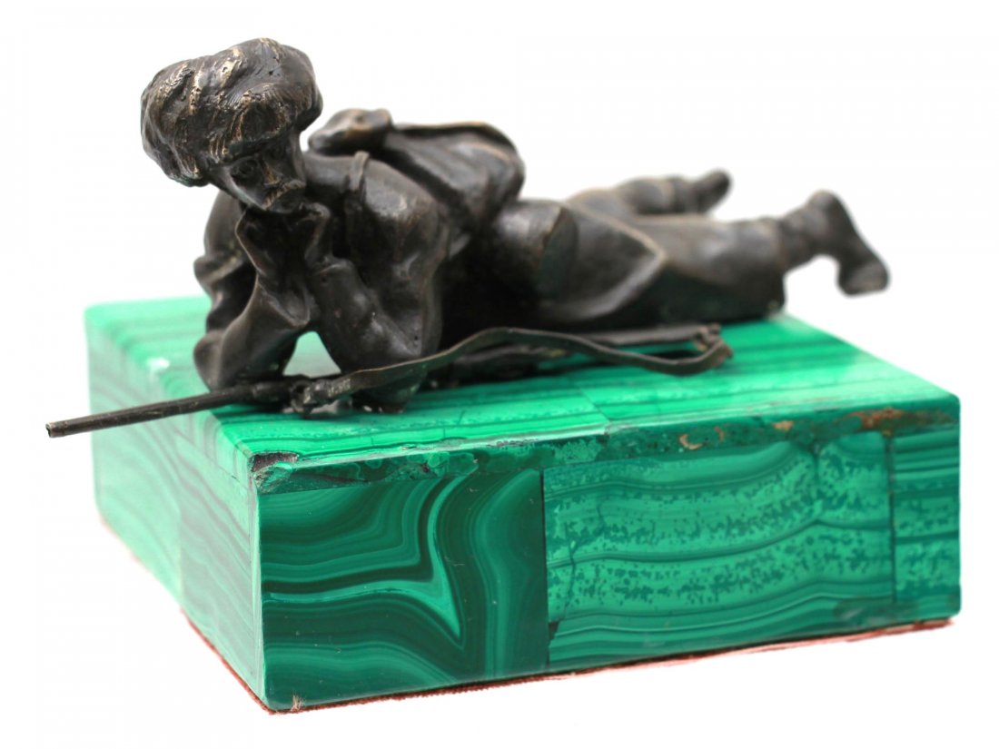 A RUSSIAN BRONZE MALACHITE SCULPTURE BY V GRACHEV (1 of 8)