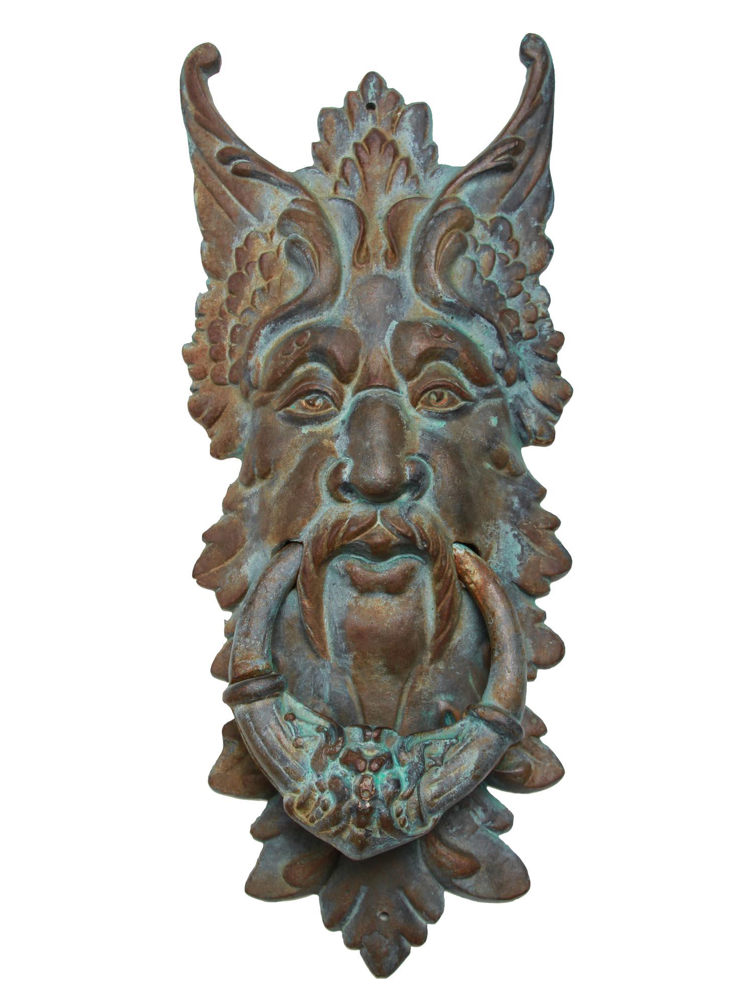 VINTAGE BRONZE NORTH WIND GREEN MAN DOOR KNOCKER (1 of 7)