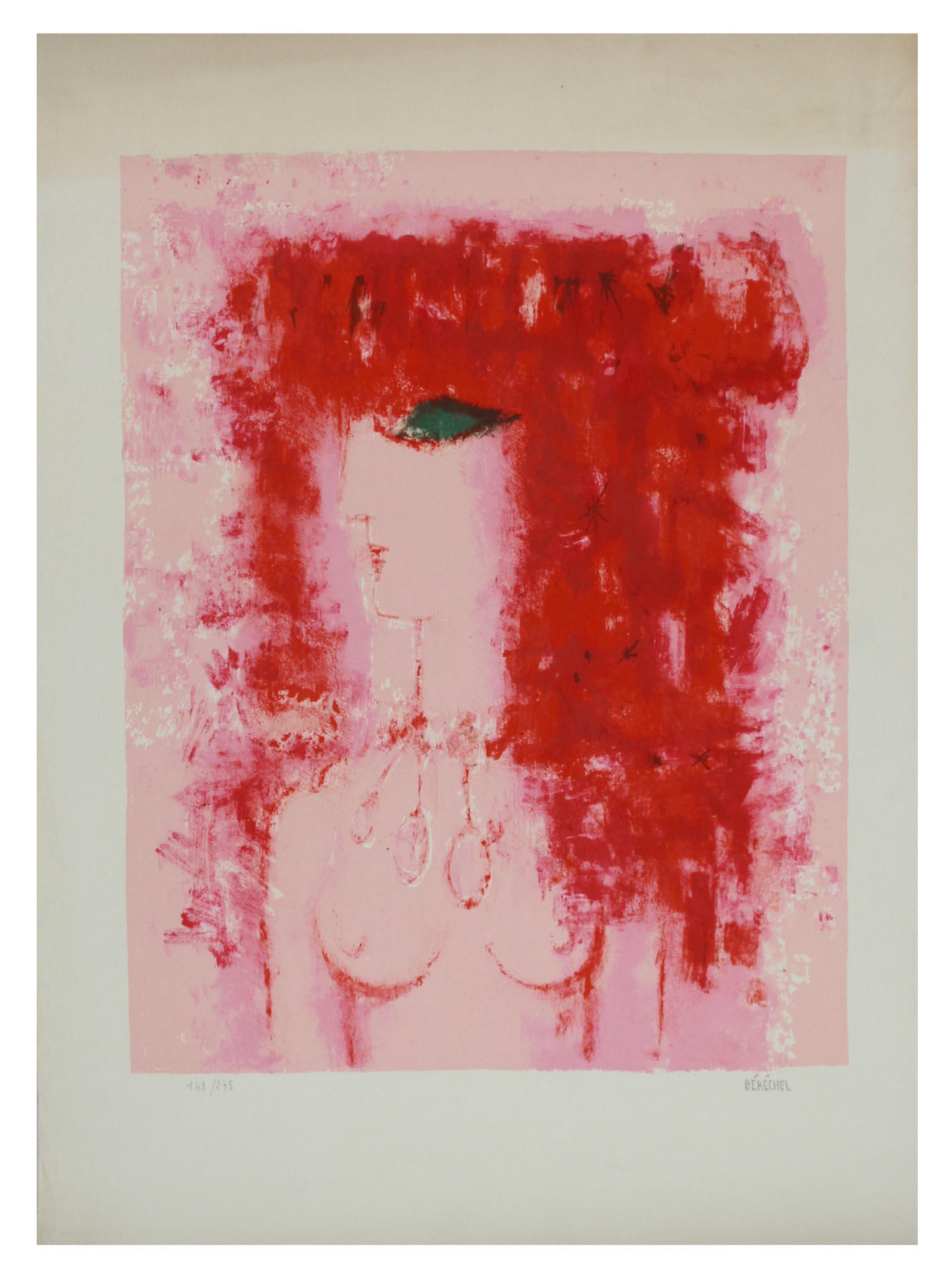 FRENCH LITHOGRAPH PORTRAIT BY CLAUDINE BERECHEL (1 of 5)