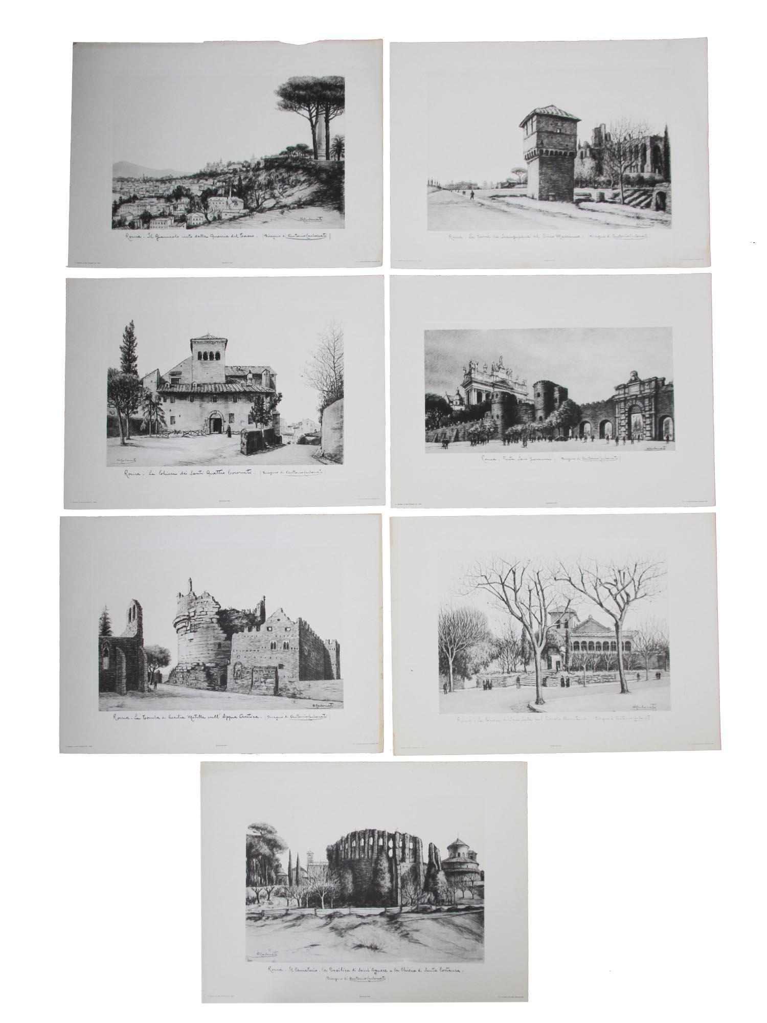 LOT OF SEVEN ITALIAN ETCHING BY ANTONIO CARBONATI (1 of 6)