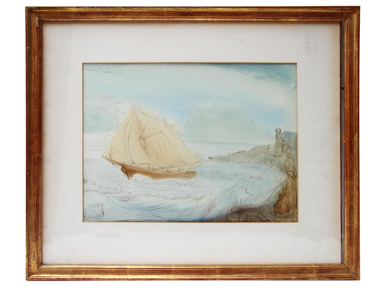SEASCAPE WATERCOLOR PAINTING BY GIACONE GIULIO (1 of 4)