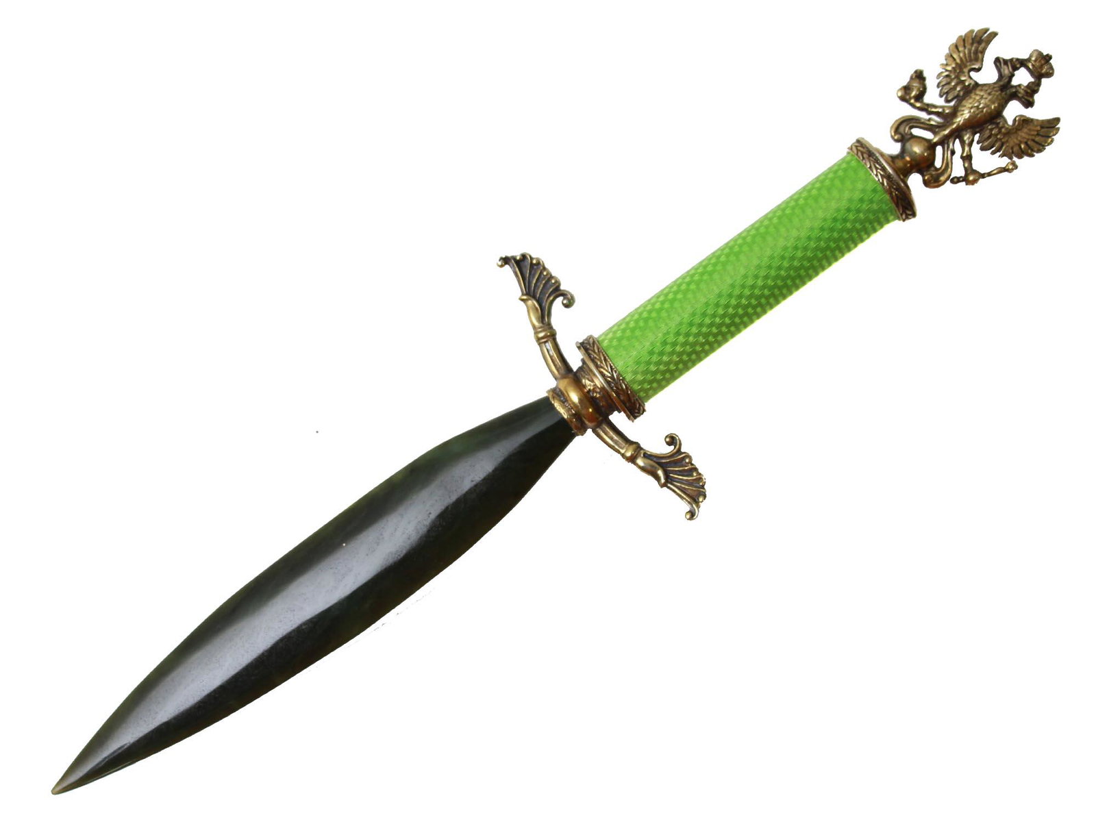 A RUSSIAN SILVER ENAMEL AND JADE LETTER OPENER (1 of 7)