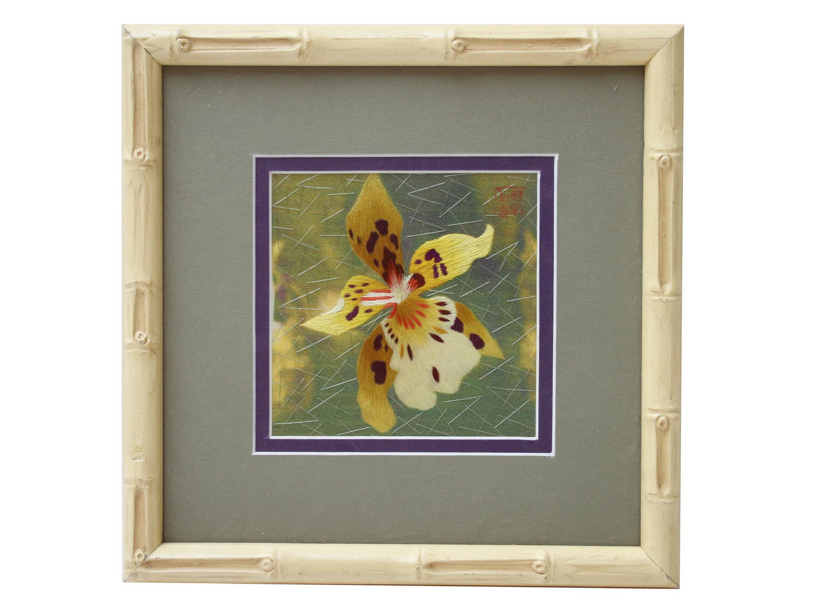 ANTIQUE CHINESE HANDMADE SILK EMBROIDERY FLOWER (1 of 5)