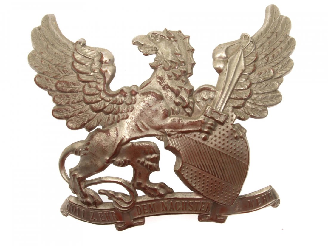 A WWI PRUSSIAN BADEN FIREMANS HELMET FRONT PLATE (1 of 2)