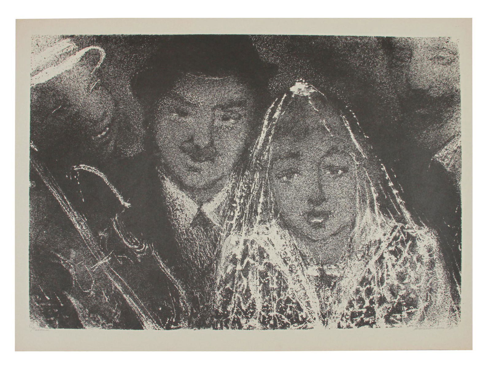 RUSSIAN JEWISH B & W LITHOGRAPH BY ANATOLI KAPLAN (1 of 5)
