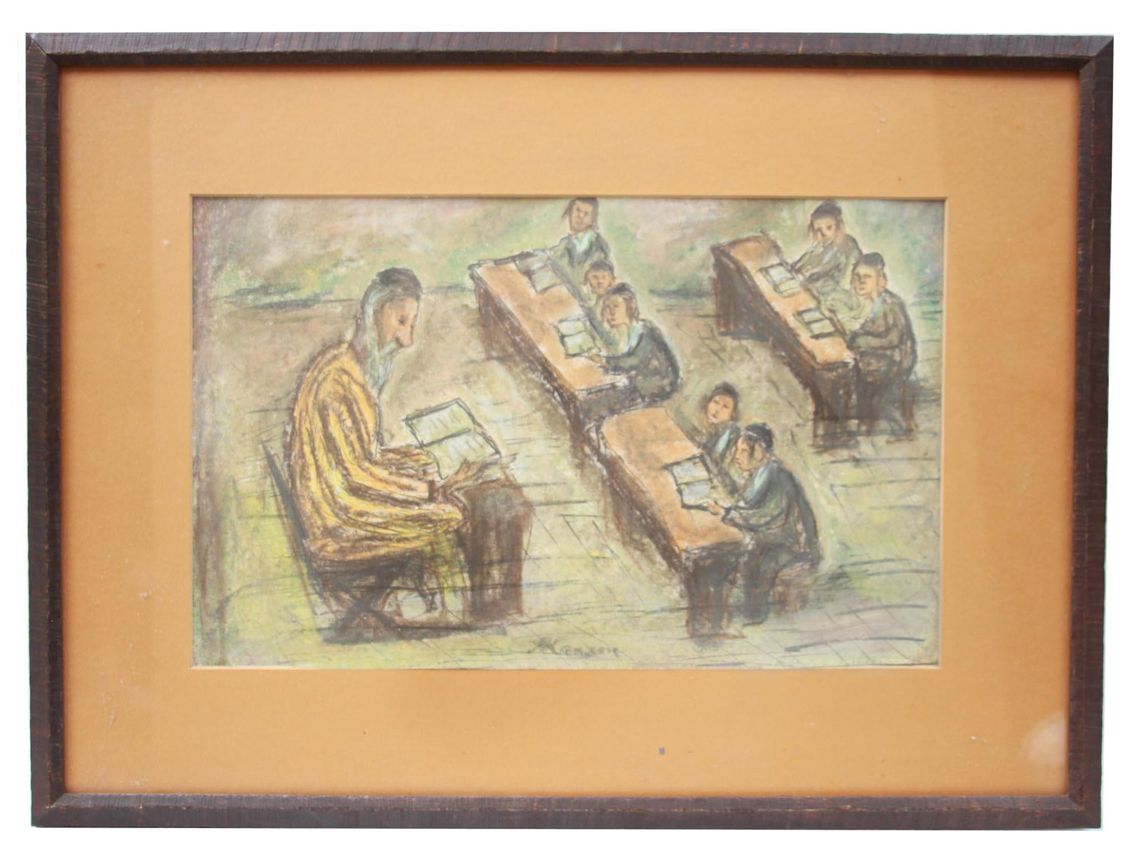 A RUSSIAN JEWISH MIXED MEDIA PAINTING BY A KAPLAN (1 of 7)