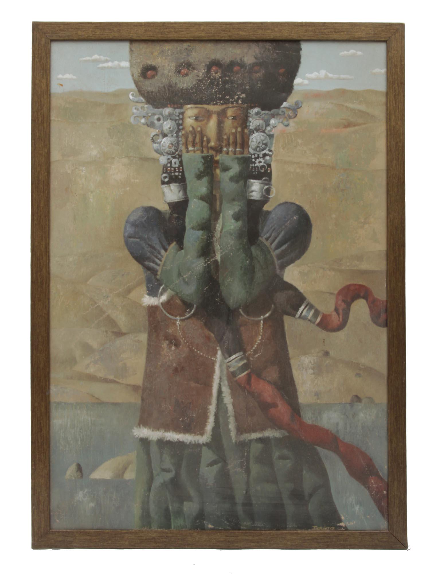 A RUSSIAN MIXED MEDIA PAINTING CANVAS BY DORZHIEV (1 of 3)