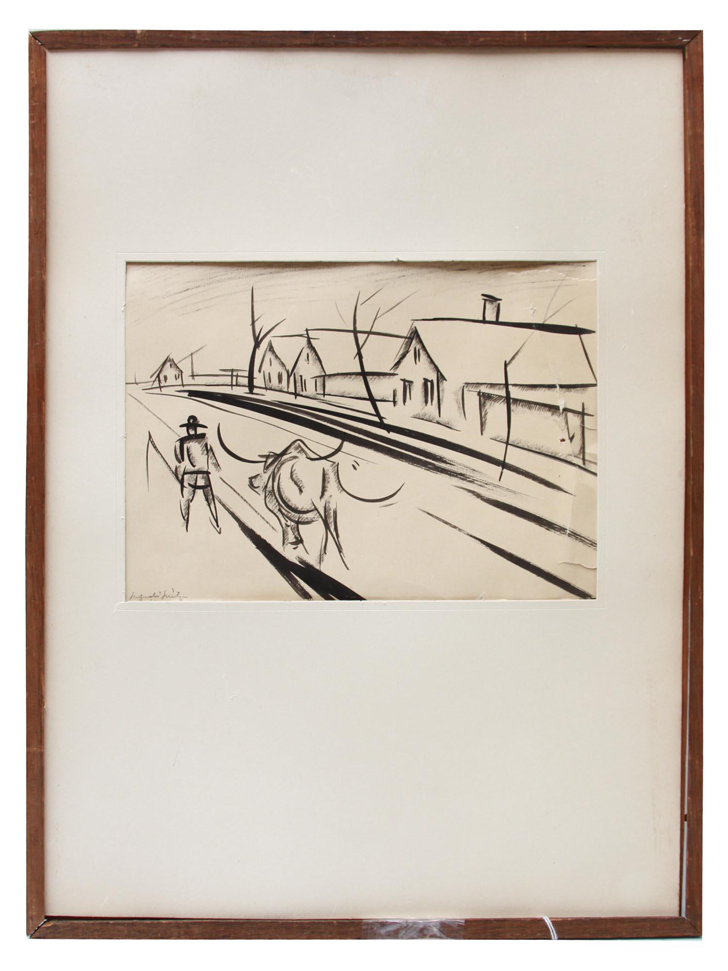 INK ON PAPER BY JACQUES LIPCHITZ WITH PROVENANCE (1 of 8)