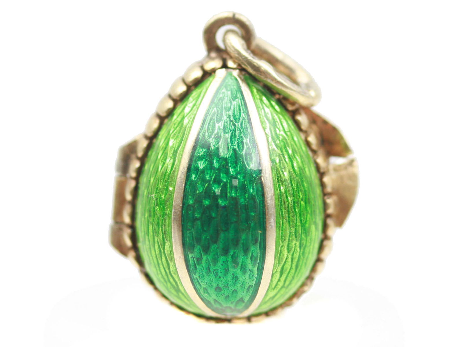 A RUSSIAN GILT SILVER & ENAMEL EGG PENDANT LOCKET (1 of 6)