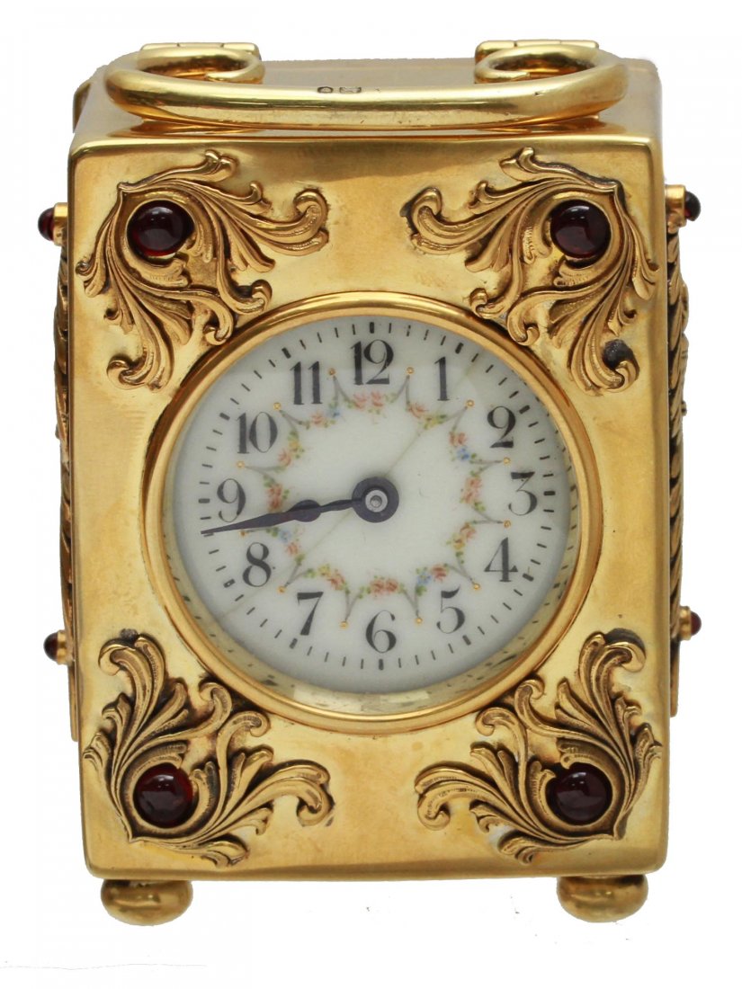 AN ANTIQUE BRITISH GILT SILVER CARRIAGE CLOCK (1 of 9)