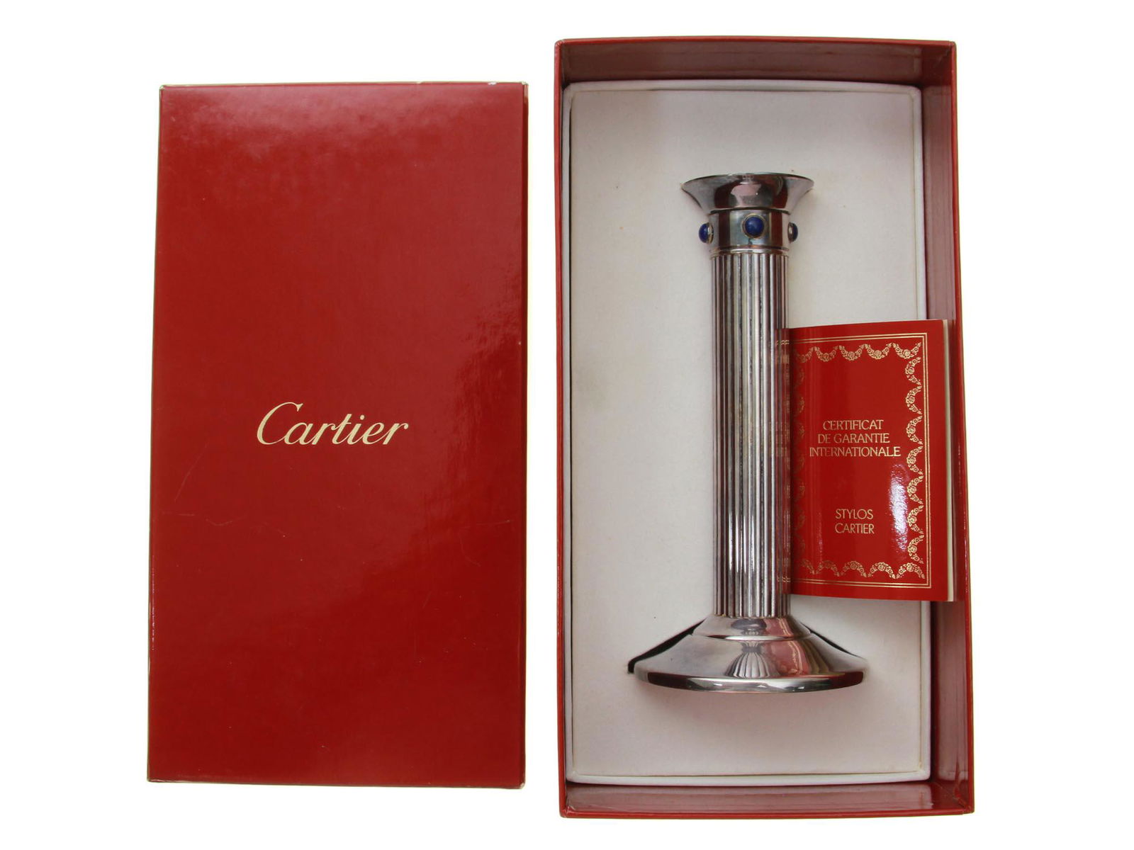 FRENCH CARTIER SILVER PLATE CANDLESTICK WITH BOX (1 of 8)
