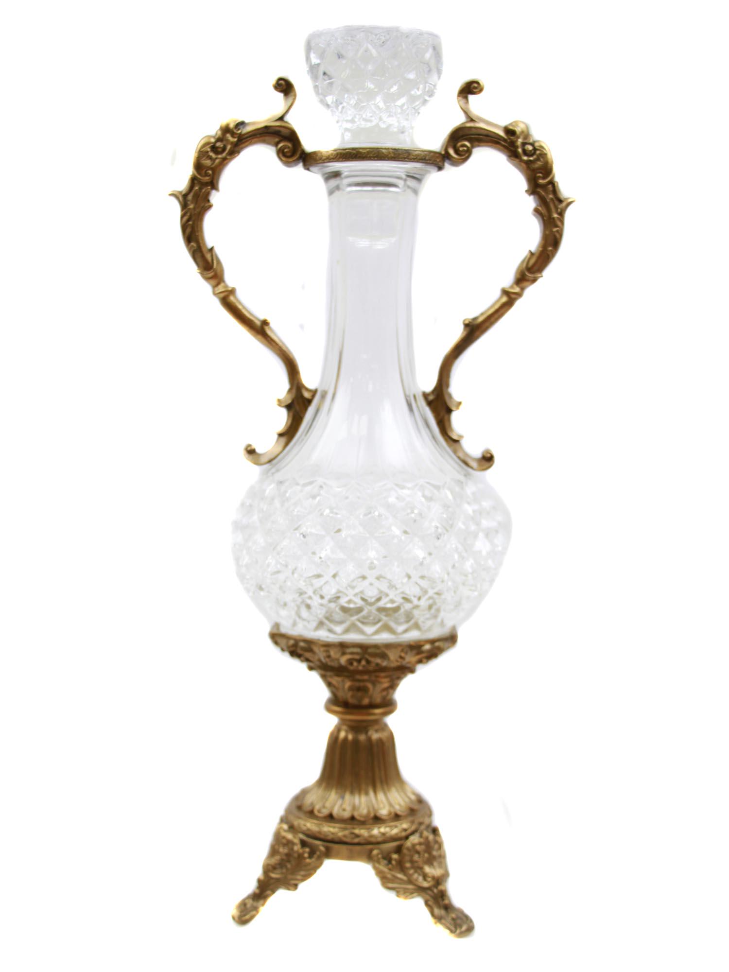 AN ANTIQUE CUT CRYSTAL VASE WITH BRONZE SETTING (1 of 6)