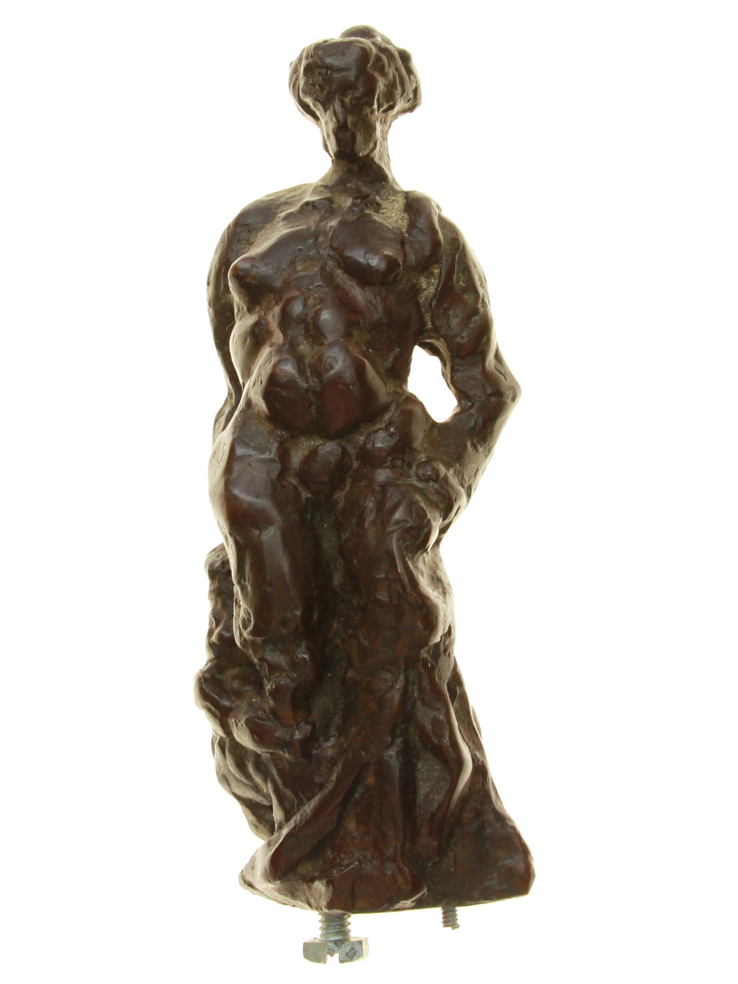 AN ANTIQUE ABSTRACT HEAVY BRONZE FEMALE FIGURE (1 of 5)