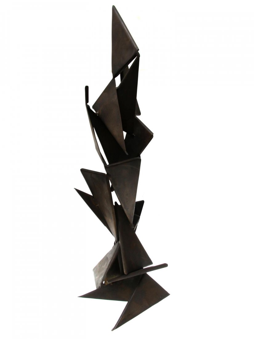 MID CENTURY GEOMETRIC ABSTRACT METAL STATUE (1 of 6)