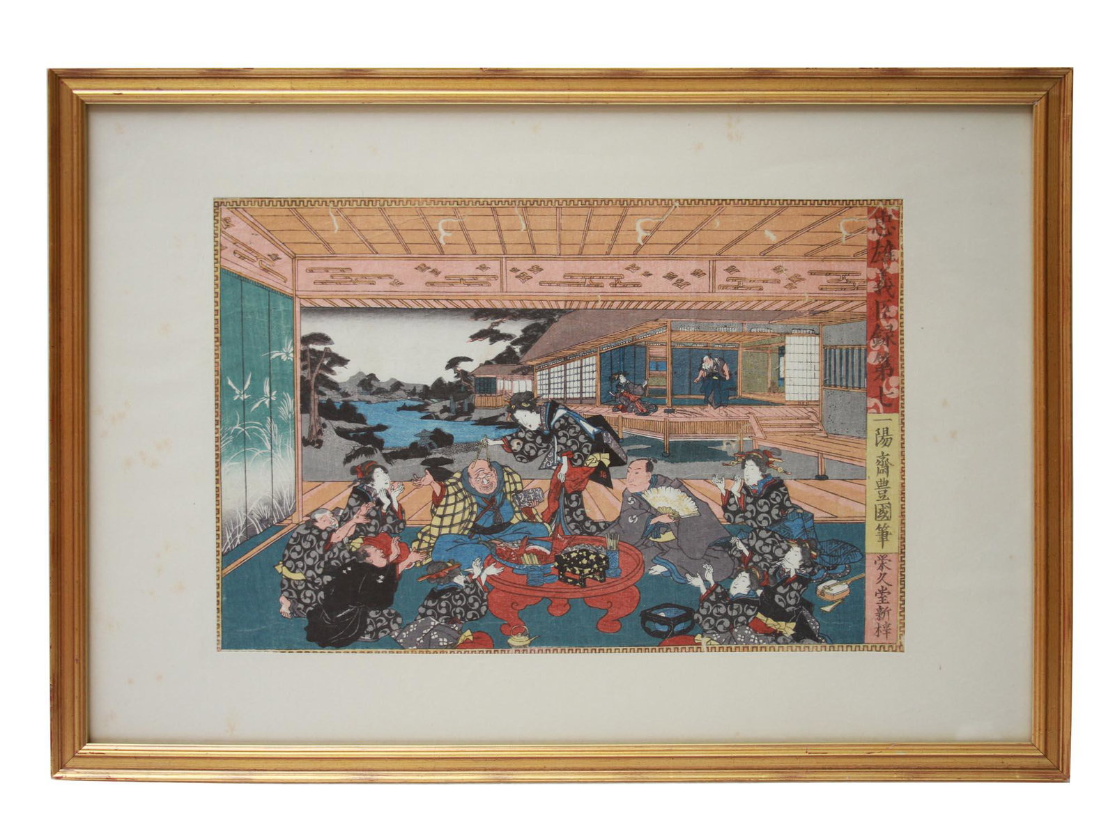 ANTIQUE JAPANESE WOODBLOCK BY UTAGAWA KUNISADA: Utagawa Kunisada (Japanese, 1786â€“1864) Ukiyo-ewoodblock print on paper, No. 7 (Daishichi), from the series Record of the Valiant and Loyal Retainers. Edo period, circa 1847-1852. Signed in prin