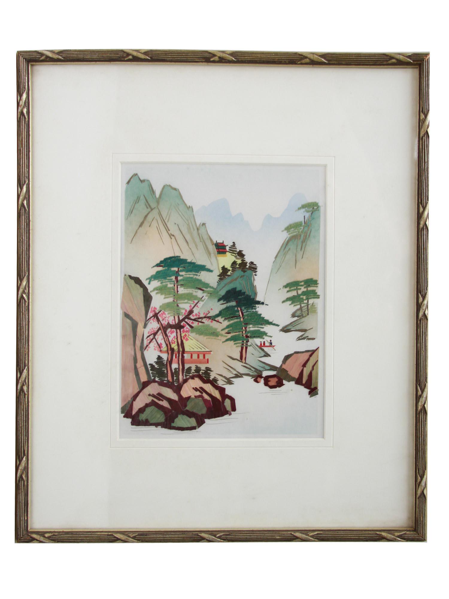 ANTIQUE CHINESE SILK COLORED LANDSCAPE EMBROIDERY (1 of 4)