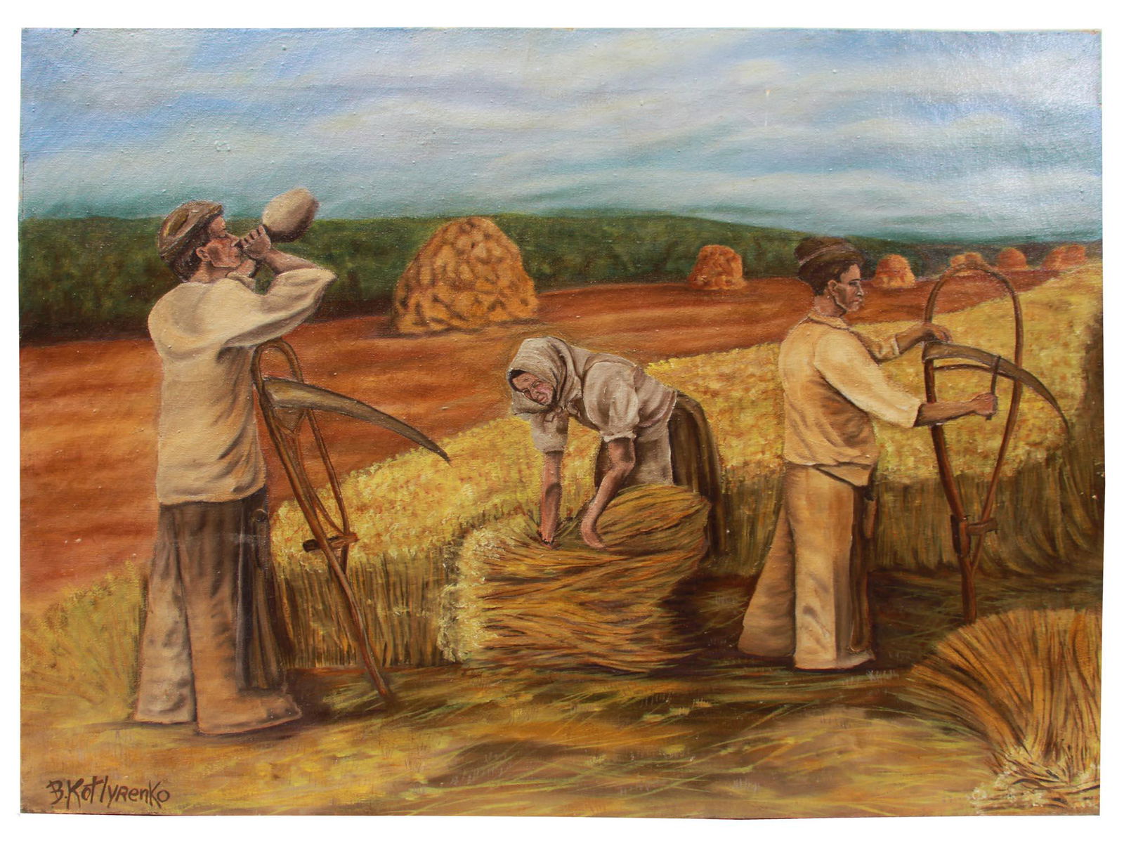 RUSSIAN OIL PAINTING FIELD SIGNED BY V KOTLYRENKO (1 of 8)