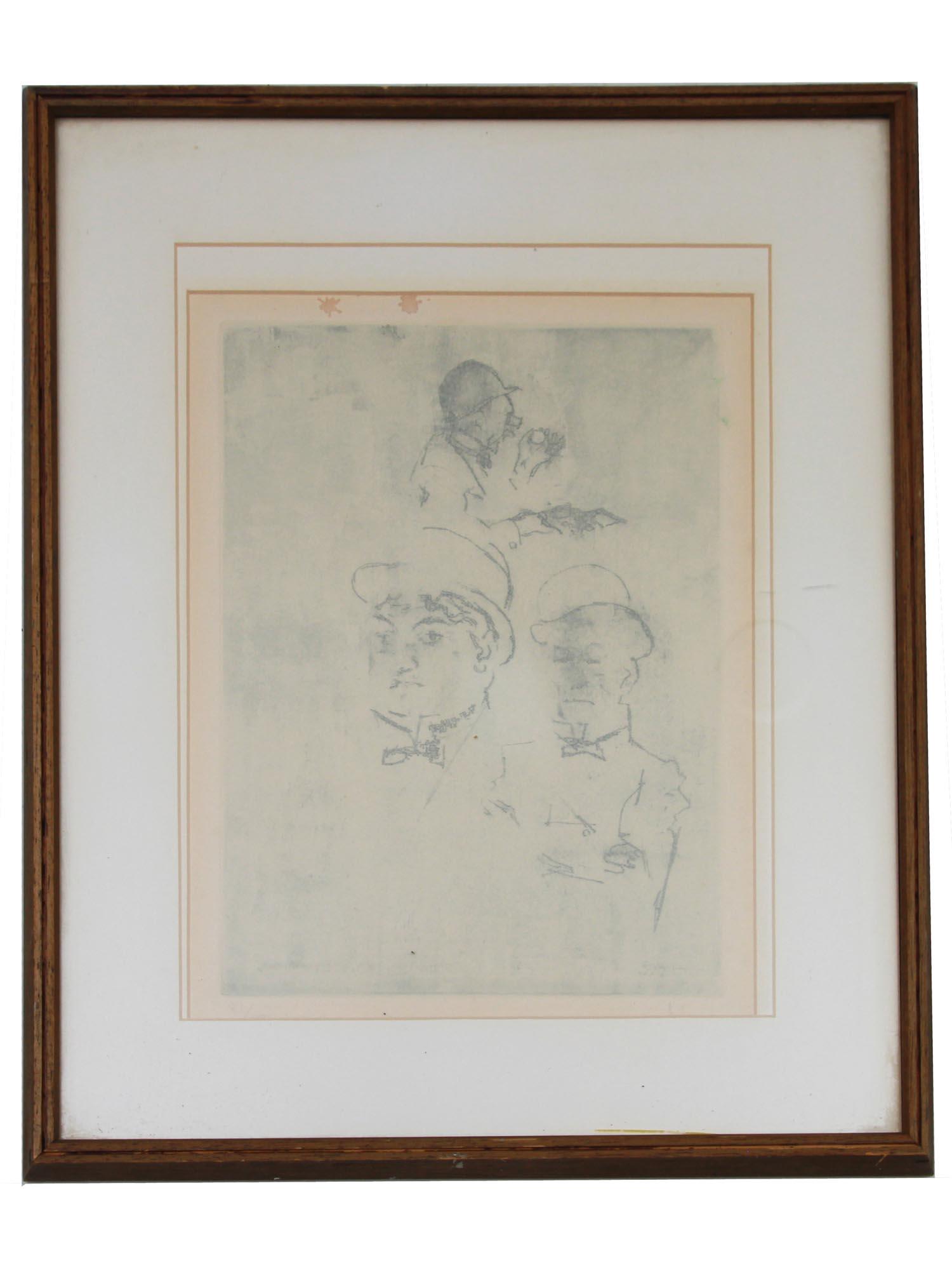 AMERICAN ETCHING THIEVES BY JACK LEVINE: Jack Levine (American, 1915-2010) original etching,Thieves, for the Dreigroschen Film series, for the limited edition portfolio published in 1967 by Touchstone Publishers. Signed. Framed. Dimensions: