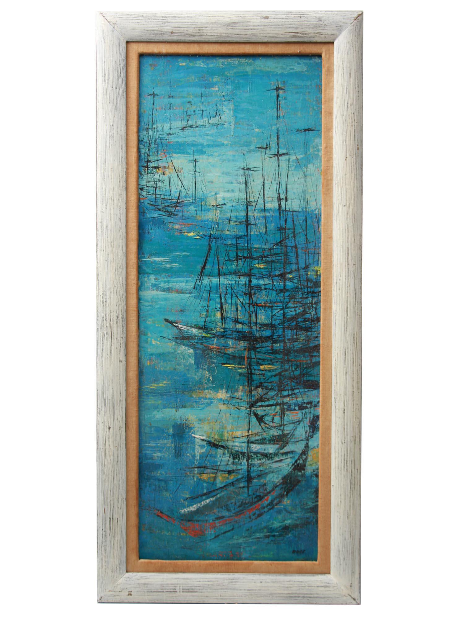 A CHARLOTTE ROSS OIL ON CANVAS PAINTING SEA STORY (1 of 7)