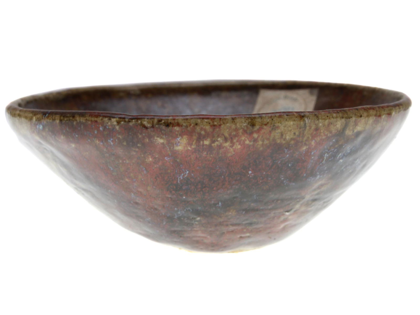VINTAGE ARTISTIC GLAZED CERAMIC BOWL LEA HALPERN: Lea Halpern (Dutch, American, 1901-1985) artistic ceramic bowl covered with red-brown glaze. Signed by the artist, L. Halpern, and numbered, on the bottom. Lea Halpern was known as the van Gogh of pot