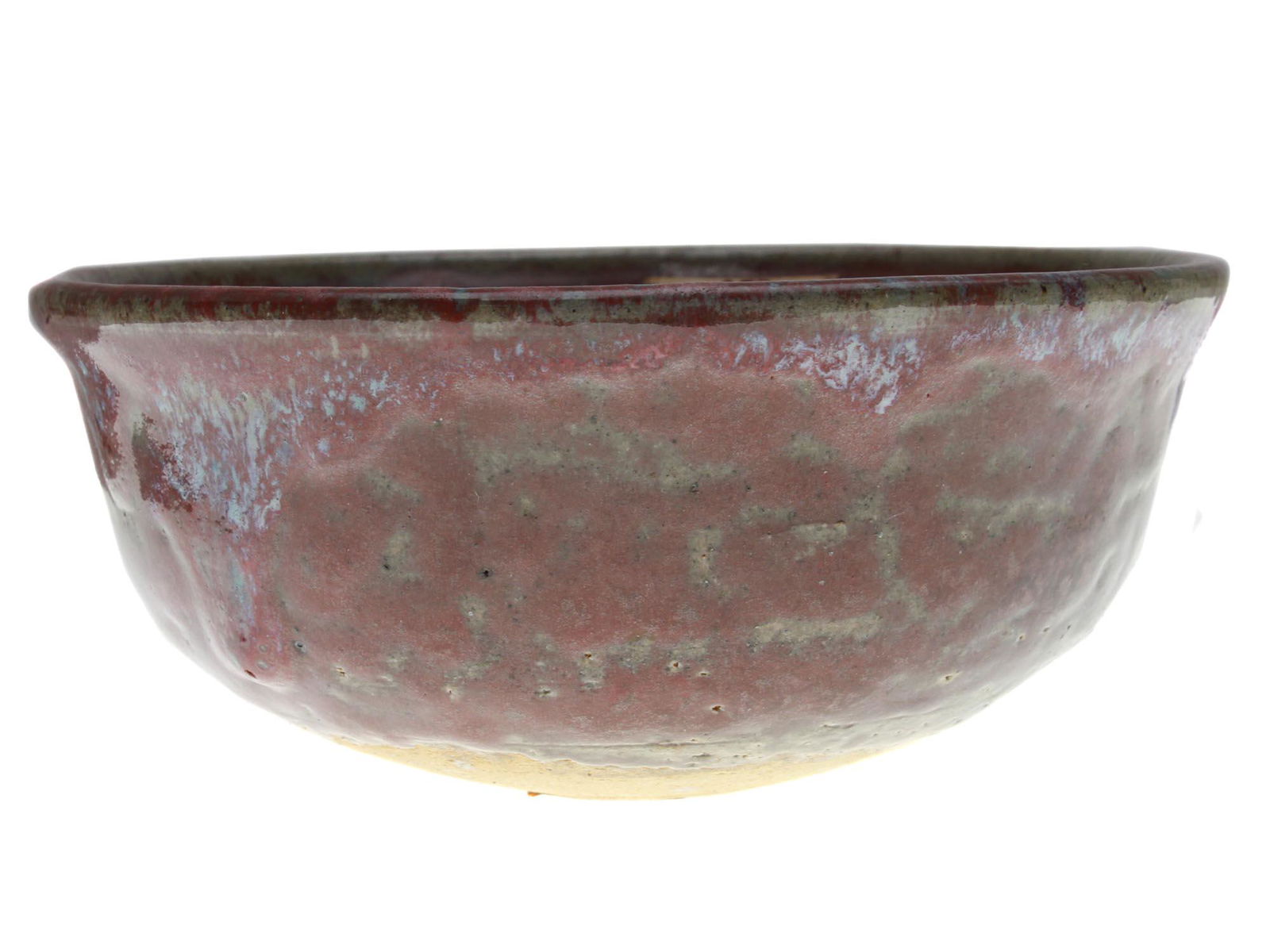 VINTAGE ARTISTIC GLAZED CERAMIC BOWL LEA HALPERN: Lea Halpern (Dutch, American, 1901-1985) artistic ceramic bowl covered with glaze in a red shade, and green shade inside. Signed by the artist, L. Halpern, and numbered, 400, on the bottom. Lea Halper