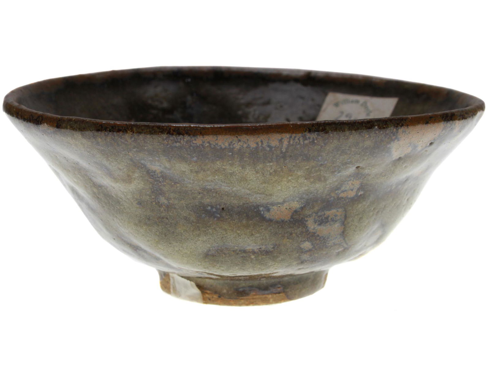 VINTAGE ARTISTIC GLAZED CERAMIC BOWL LEA HALPERN: Lea Halpern (Dutch, American, 1901-1985) artistic ceramic bowl covered with glaze in black and dark marsh green shades. Signed by the artist, and numbered, 829, on the bottom. Circa 1920s - 1940s. Lea