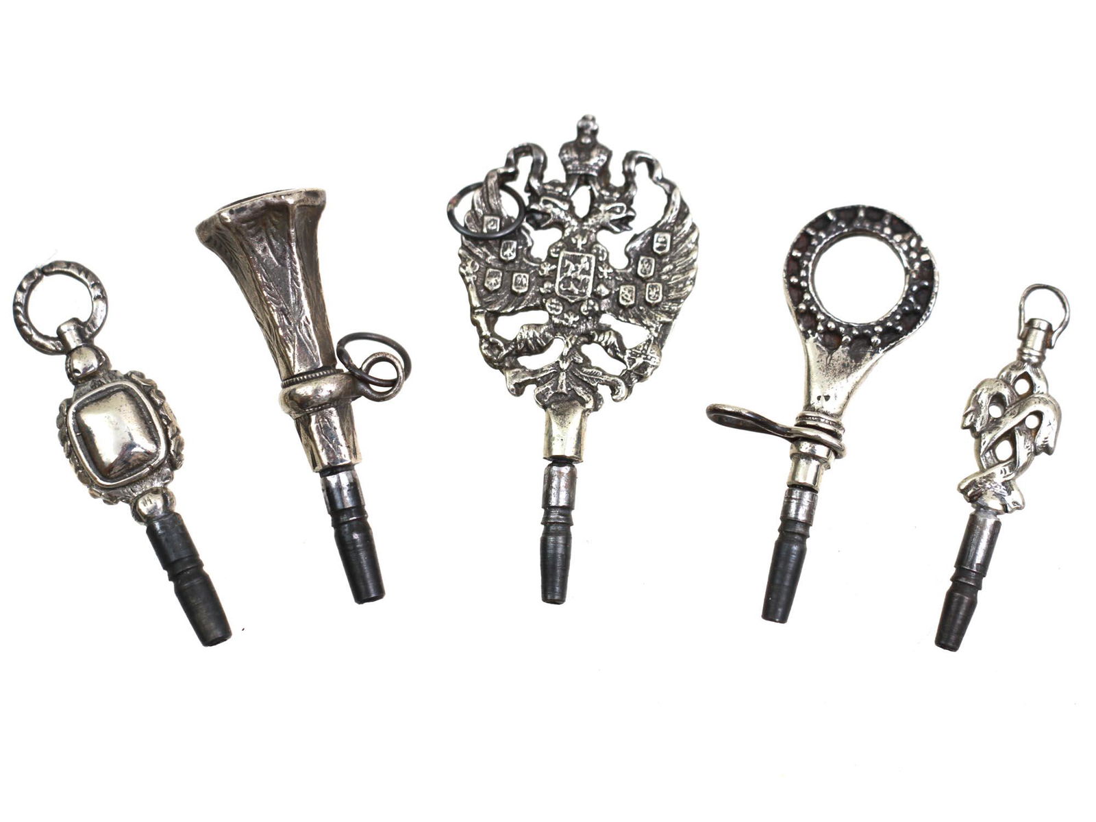 A LOT OF 5 ANTIQUE RUSSIAN WINDUP KEYS, 19TH C. (1 of 4)