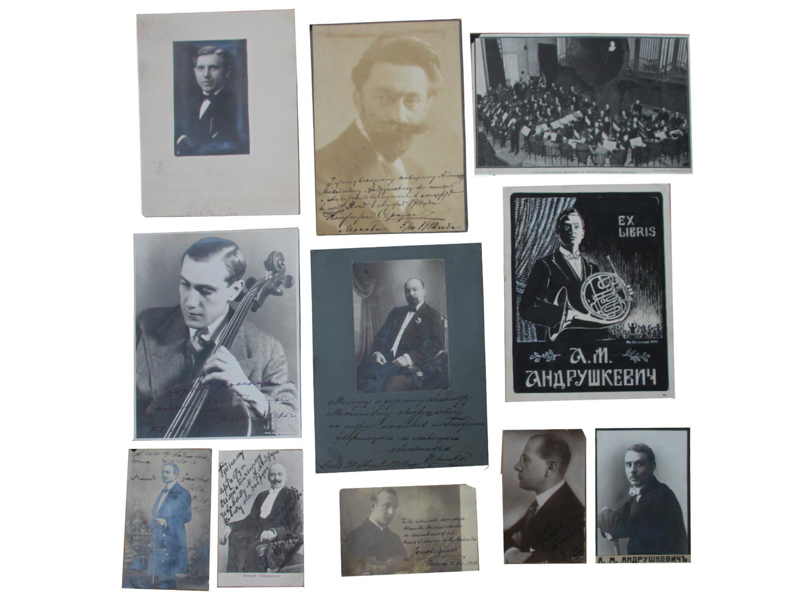 PAINTING AND 10 SIGNED PHOTOS TO RUSSIAN MUSICIAN (1 of 12)