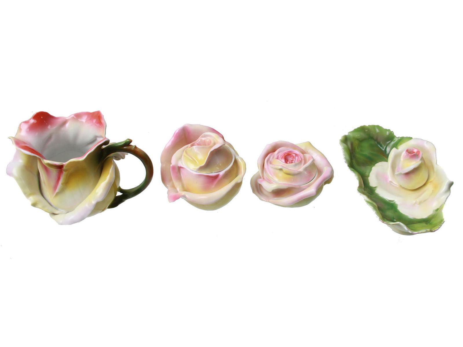 ROYAL BAYREUTH PORCELAIN ROSE SET OF FOUR PIECES (1 of 5)