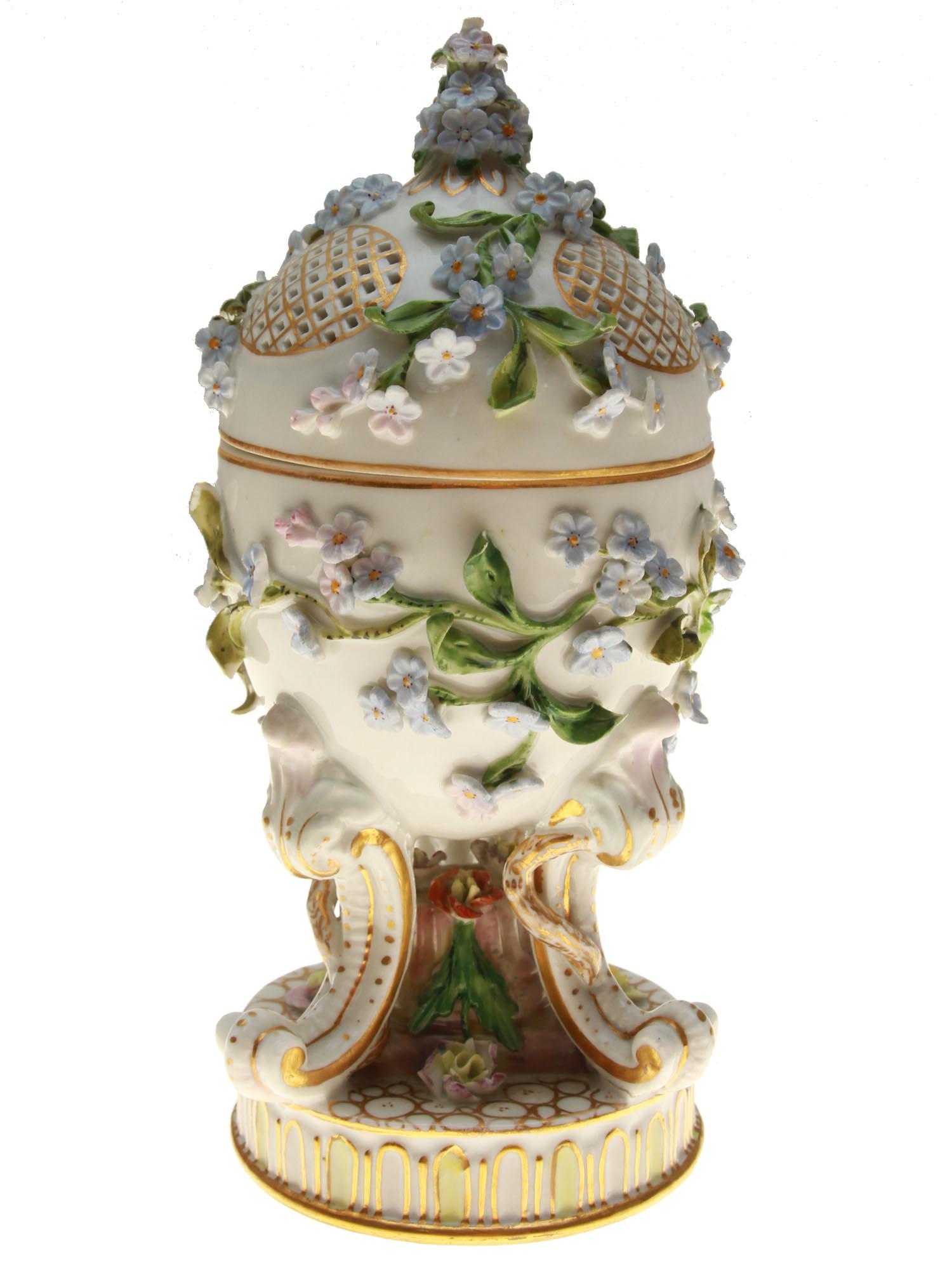 A DRESDEN PORCELAIN CARL THIEME VASE 19TH CEN. (1 of 7)
