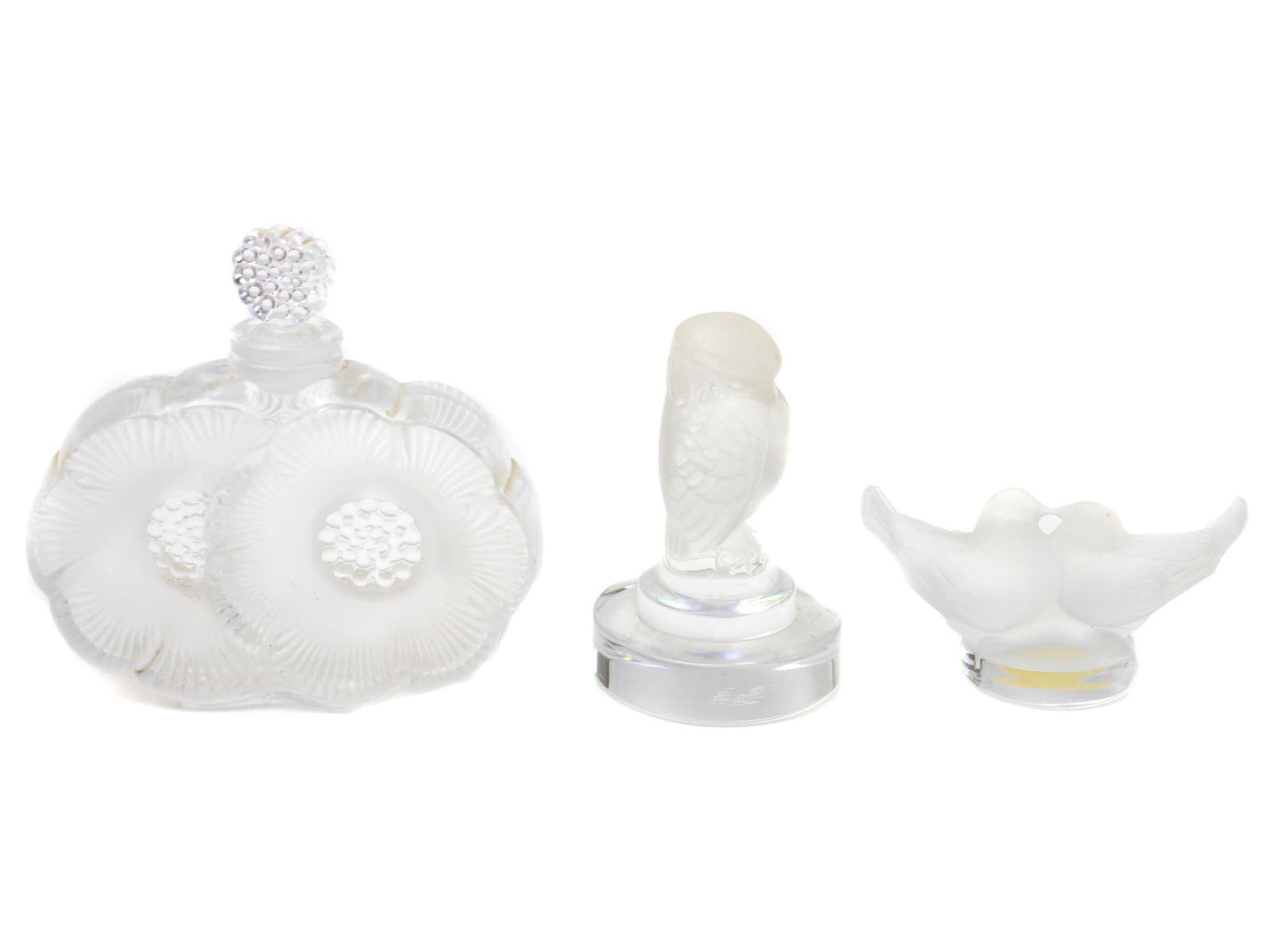 THREE VINTAGE FRENCH LALIQUE GLASS FIGURINES (1 of 5)