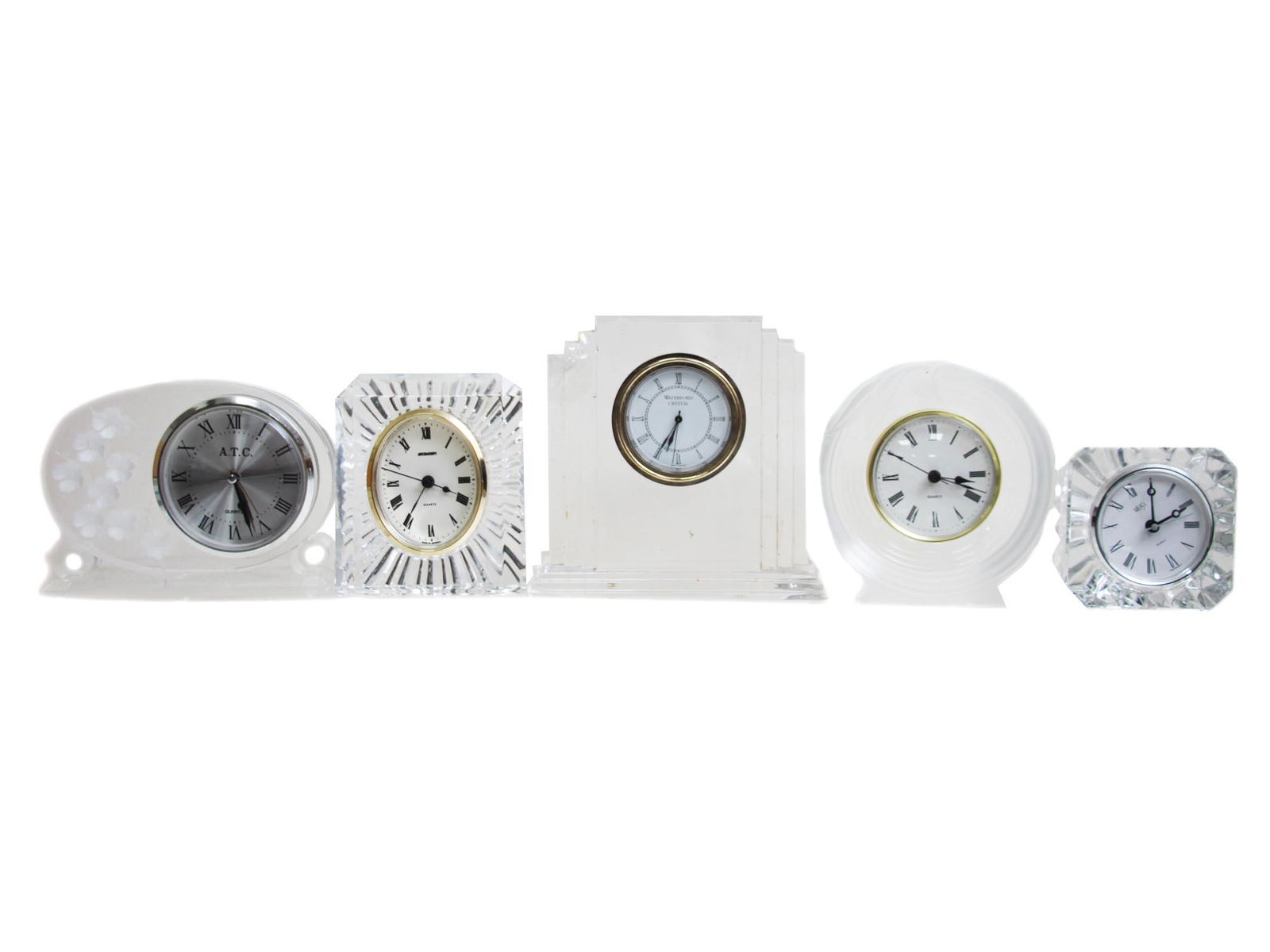 A LOT OF 5 VINTAGE TABLE CLOCKS CRYSTAL CUT GLASS (1 of 11)