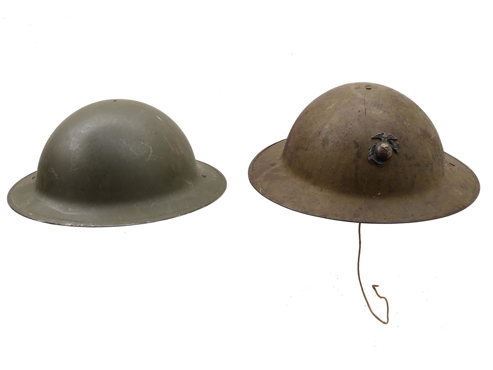 TWO ORIGINAL U.S. WWII DOUGHBOY HELMETS (1 of 7)