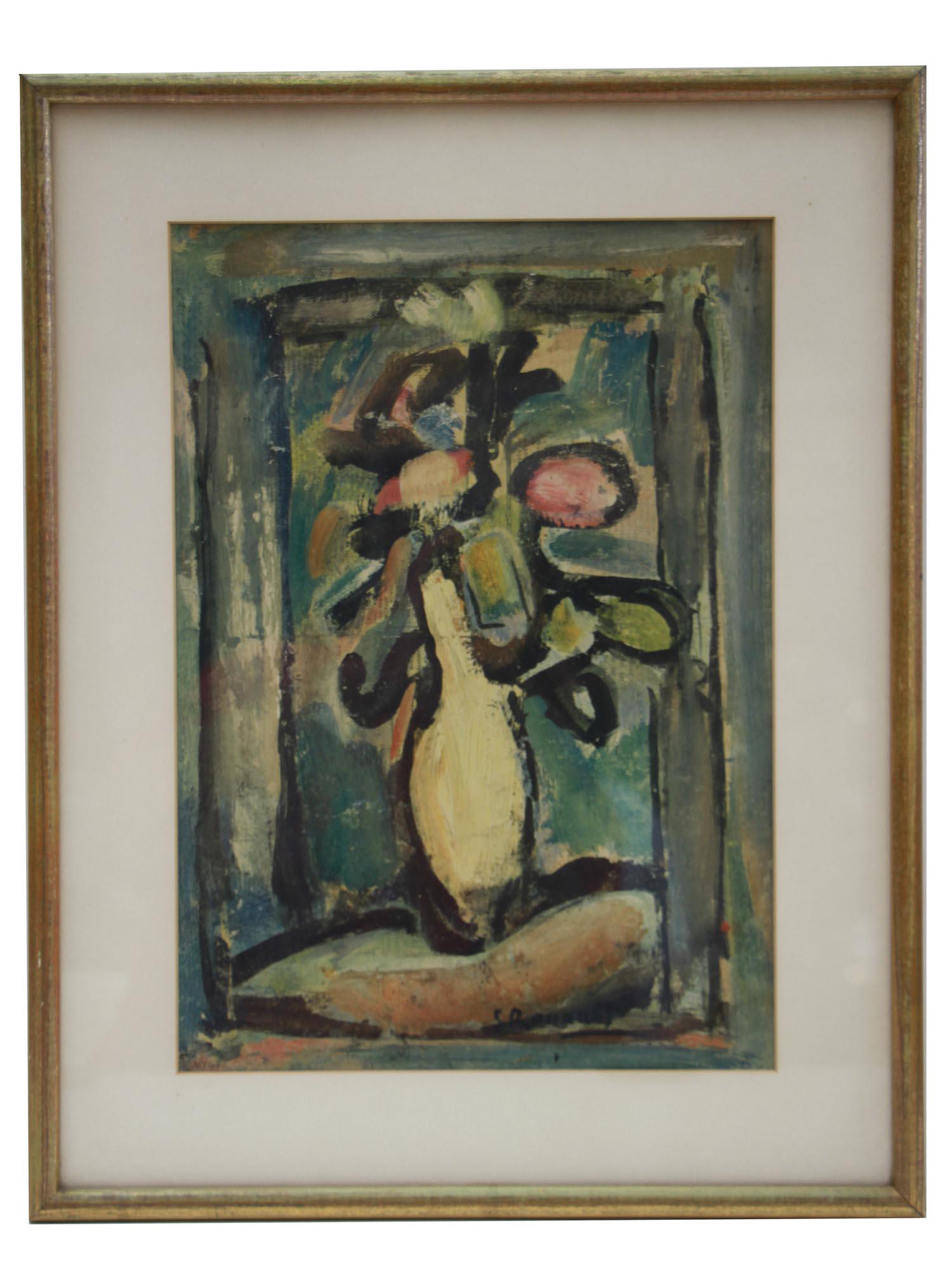 FRENCH LITHOGRAPH VASE FLOWERS BY GEORGES ROUAULT (1 of 6)