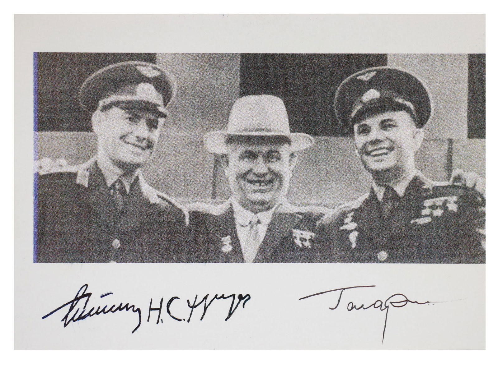 A SOVIET SIGNED PHOTO, TITOV, GAGARIN, KHRUSHCHEV (1 of 4)