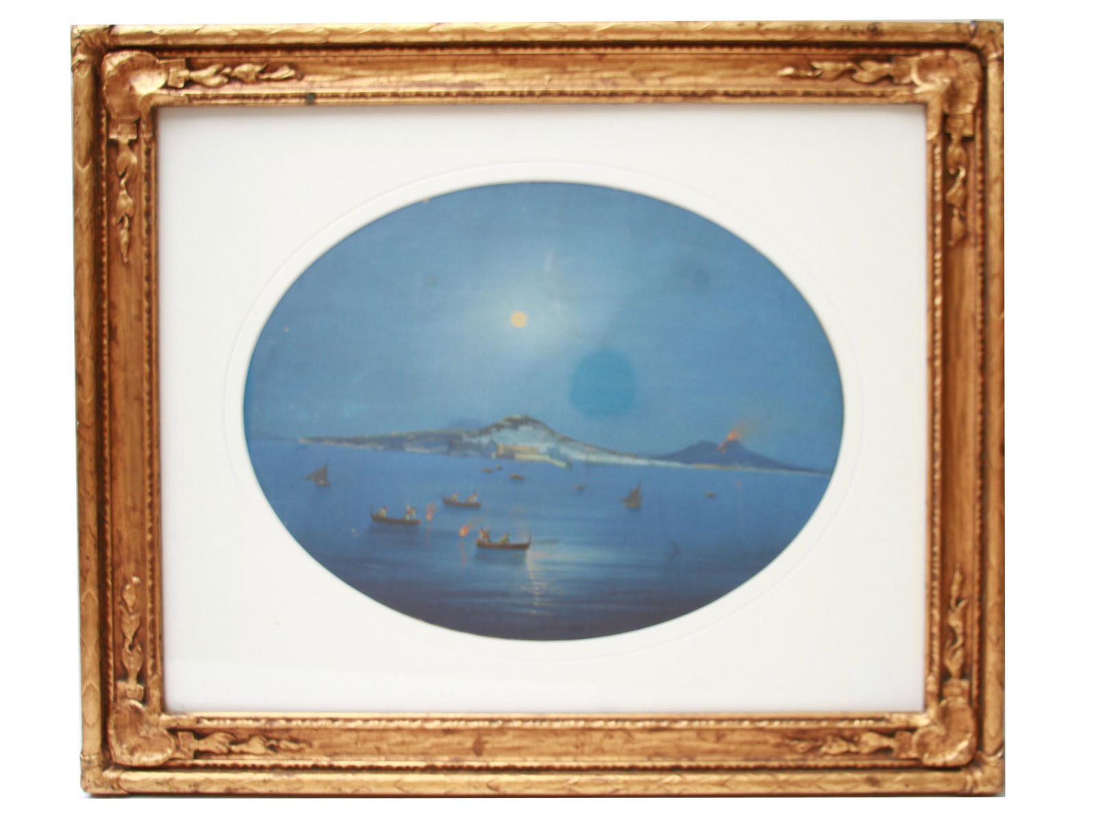 19TH NEAPOLITAN SCHOOL GOUACHE PAINTING VESUVIUS (1 of 5)