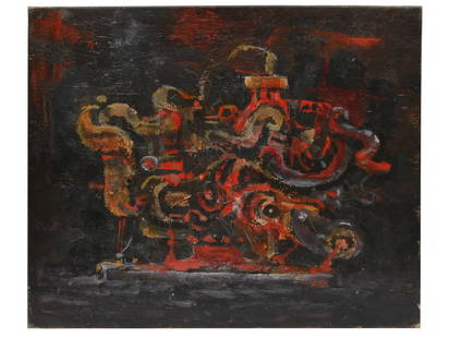 A SPANISH ABSTRACT OIL PAINTING BY XANO ARMENTER: Xano Armenter (Spanish, born 1956) abstract oil painting on canvas, Invento III, November 1991. Signed and dated lower to the center. Titled and dated on the back. Influenced by both graffiti and a