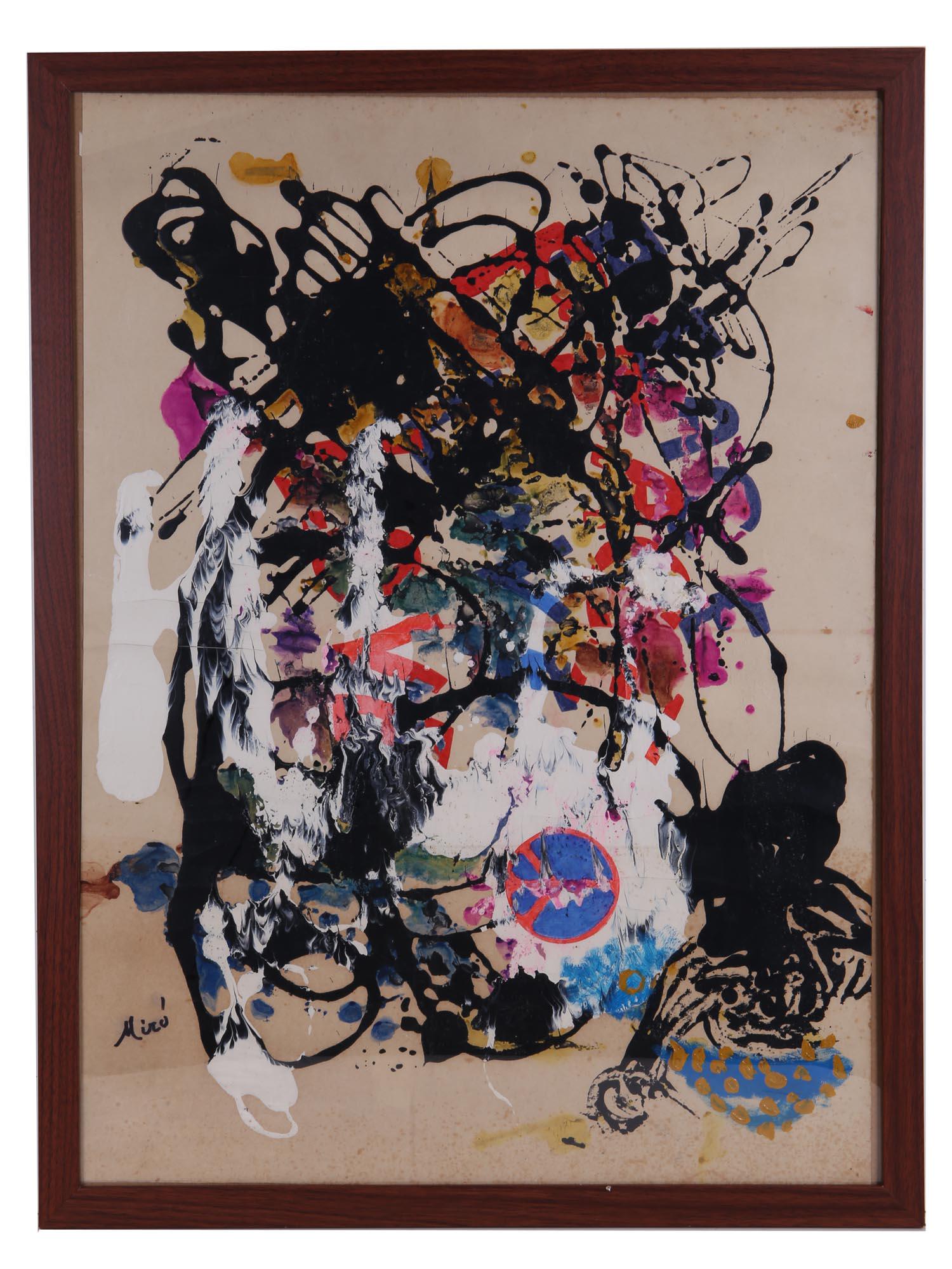 ATTR TO JOAN MIRO ABSTRACT MIXED MEDIA PAINTING (1 of 6)