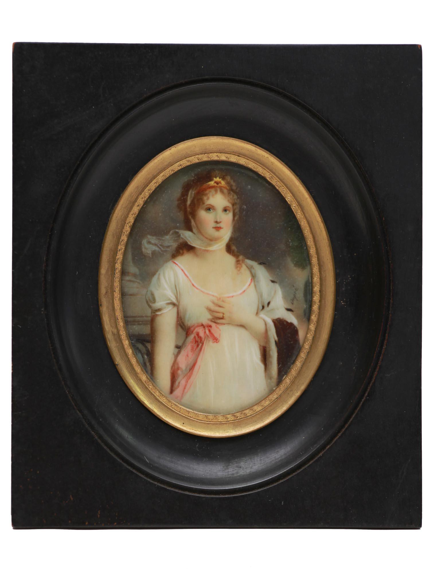 ANTIQUE LADY PORTRAIT MINIATURE SIGNED DUPRE 19 C (1 of 5)
