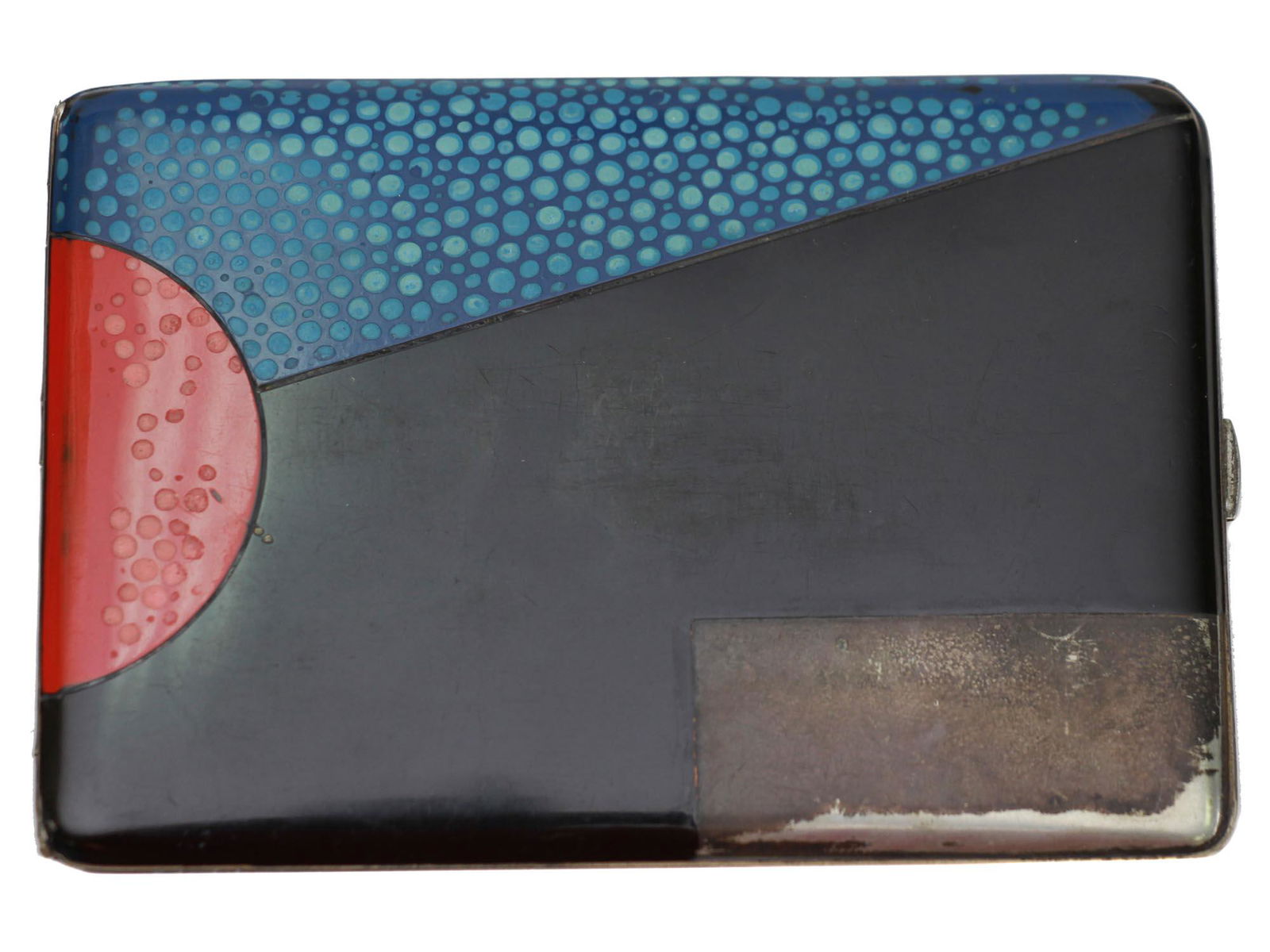 AMERICAN ART DECO SILVER AND ENAMEL CIGARETTE CASE (1 of 5)