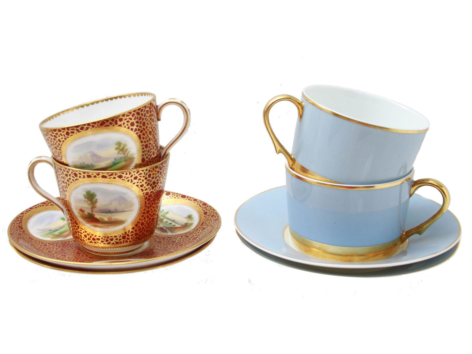 PAIRS OF VINTAGE PORCELAIN TEA CUPS WITH SAUCERS (1 of 12)