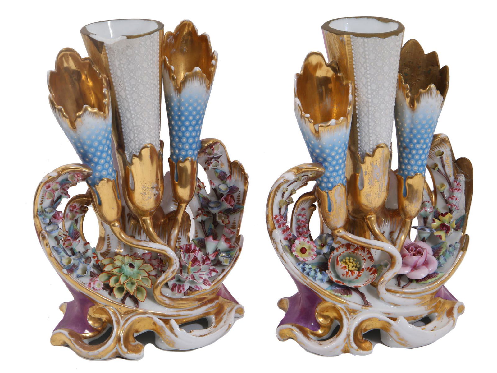 AN ANTIQUE FRENCH DECORATIVE PORCELAIN VASES (1 of 12)
